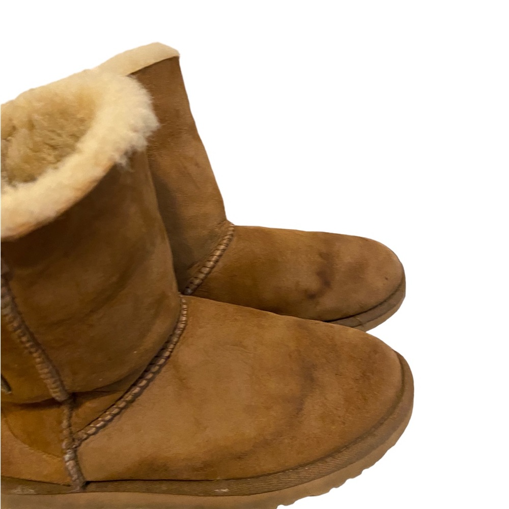Ugg Australia Fairmont Brown Suede Buckle Back Shearling Boots Size 8 - Picture 4 of 9